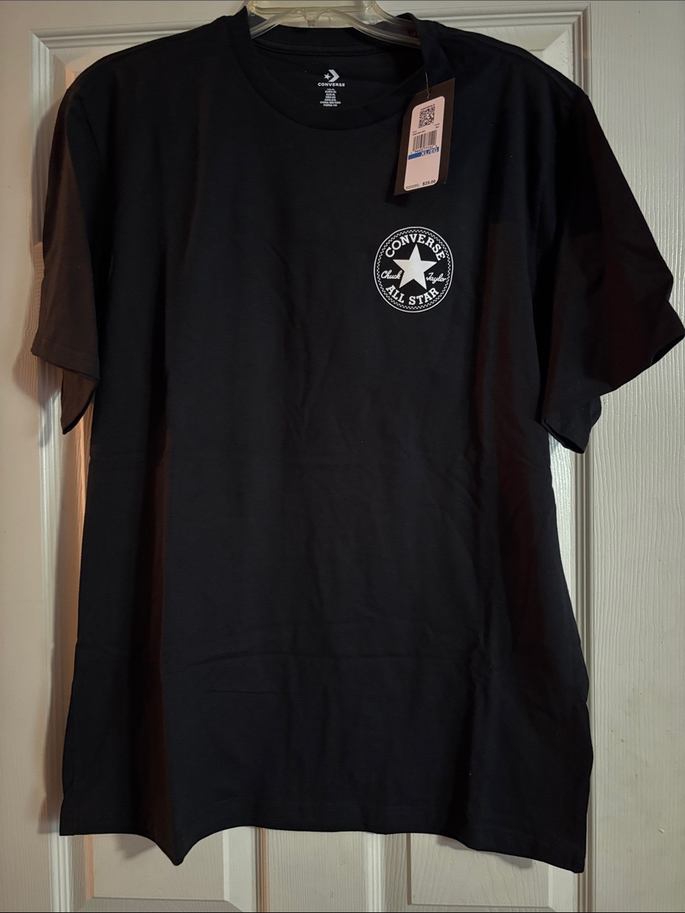 Converse Black Short Sleeve Tee with White All Star Chest Logo